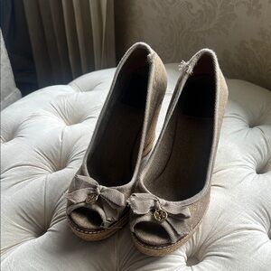 Tory Burch Tan Wedge Shoes with Elegant Design